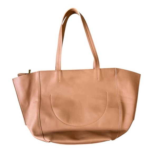 Anthropologie Oversized Tan Faux Leather Bag NWOT - Picture 2 of 5